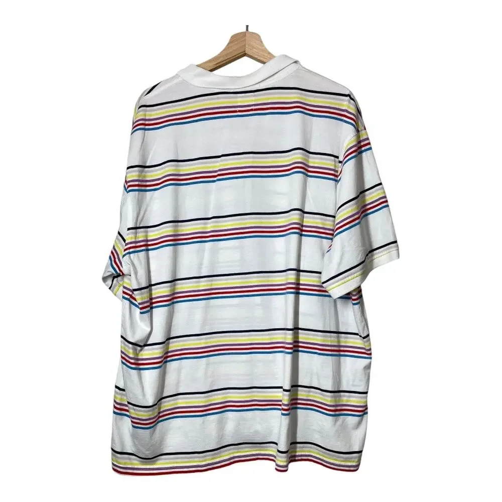 Levi's Mens Polo Shirt Striped White Size XL Vintage Fit Short Sleeve